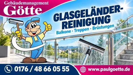 Glasgeländer- und Brüstungsreinigung – Gebäudemanagement Götte